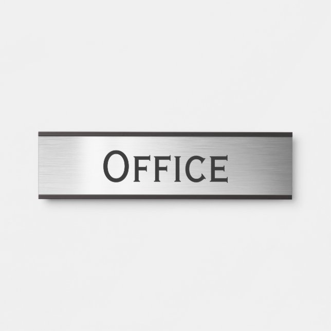 Elegante moderne Imitats Silver Custom Office Türschild (Vorderseite )