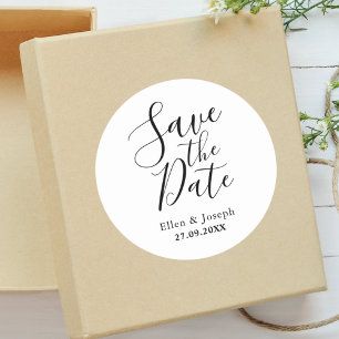 Elegante moderne individuelle Save-the-Date-Hochze Runder Aufkleber
