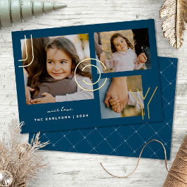 Elegante Moderne Joy Collage Foto Holiday Card Folien Feiertagskarte