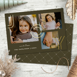 Elegante Moderne Joy Collage Foto Holiday Card Folien Feiertagskarte