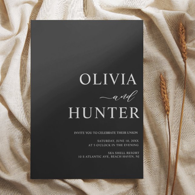 Elegante moderne Kalligrafie Black Wedding Einladung (Von Creator hochgeladen)