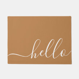 Elegante moderne Kalligrafie, braun-weiß hello Fußmatte
