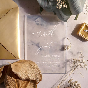 Elegante moderne Kalligrafie Creamy Wedding Acryleinladungen