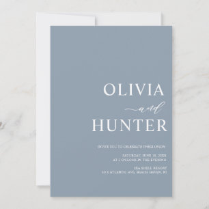 Elegante moderne Kalligrafie Dusty Blue Wedding Einladung