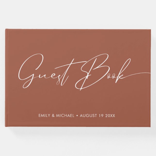Elegante Moderne Kalligrafie Gästebuch (Vorderseite)