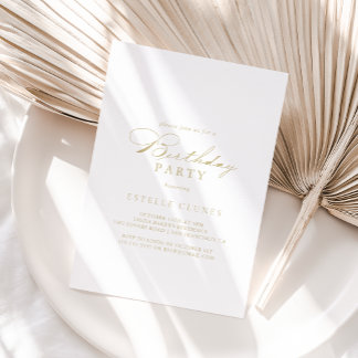 Elegante moderne Kalligrafie Gold Geburtstagsparty Einladung