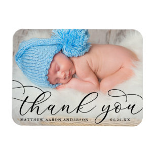 Elegante moderne Kalligrafie New Baby Vielen Dank  Magnet