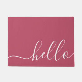 Elegante moderne Kalligrafie Rosa und Weiß hello Fußmatte