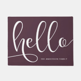 Elegante moderne Kalligrafie Schwarz & Bordeaux he Fußmatte