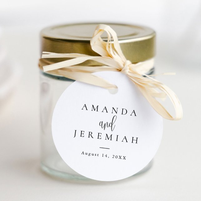 Elegante moderne Kalligrafie Schwarz-Weiß-Hochzeit Geschenkanhänger (Von Creator hochgeladen)