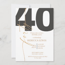 Elegante moderne Kalligrafie zum 40. Geburtstag Er Einladung