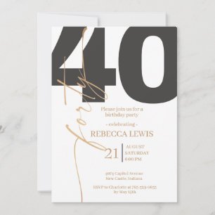 Elegante moderne Kalligrafie zum 40. Geburtstag Er Einladung