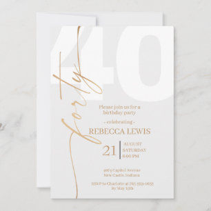 Elegante moderne Kalligrafie zum 40. Geburtstag Er Einladung