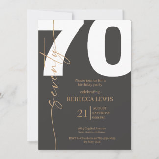Elegante moderne Kalligrafie zum 70. Geburtstag Er Einladung