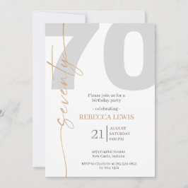 Elegante moderne Kalligrafie zum 70. Geburtstag Er Einladung