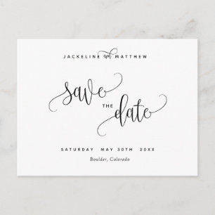 Elegante moderne Kalligraphie Hochzeit retten das Postkarte