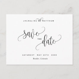 Elegante moderne Kalligraphie Hochzeit retten das Postkarte