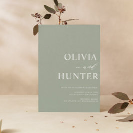 Elegante Moderne Kalligraphie Sage Green Wedding Einladung