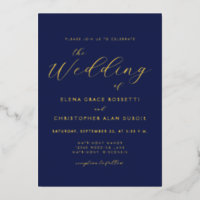 Elegante moderne kalligraphische Hochzeit Navy Blu