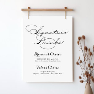 Elegante moderne kalligraphische Signature Drinks  Poster