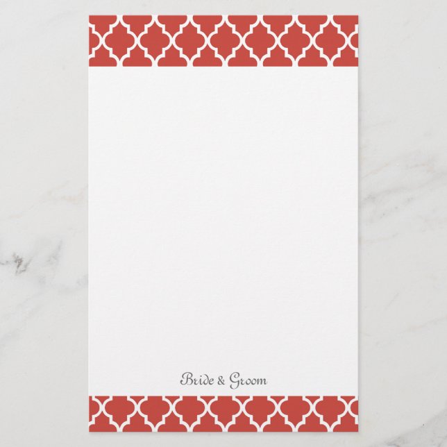 Elegante, moderne, klassische Hochzeit mit rotem V Briefpapier (Vorderseite)
