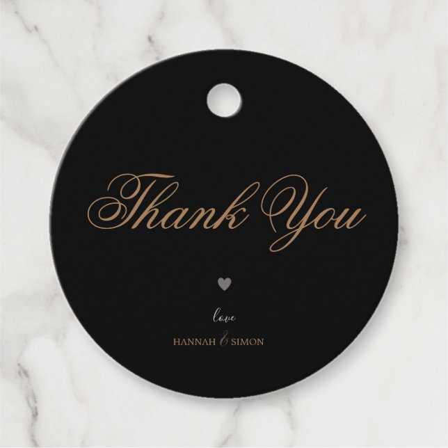 Elegante Moderne Klassische Schwarze Goldene Hochz Geschenkanhänger (Vorderseite)