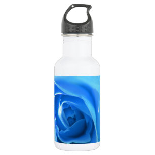 elegante, moderne, kühle blaue Rosenblume. Edelstahlflasche