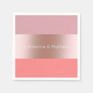 Elegante moderne Küken-Rose, goldfarbene, rosa Kor Serviette