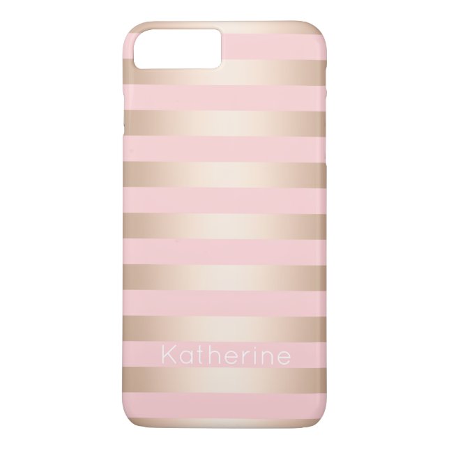 Elegante moderne Küken-Rose, rosa gestreift Case-Mate iPhone Hülle (Rückseite)