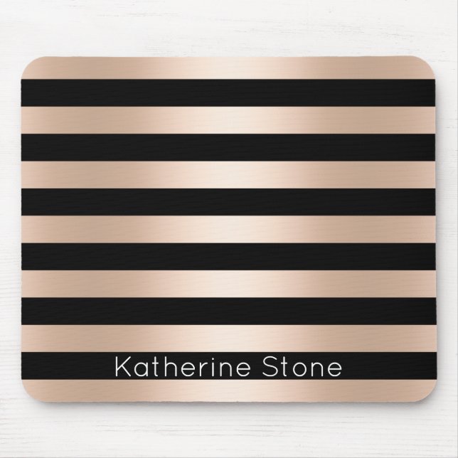 Elegante moderne Küken Rose schwarz gestreift Mousepad (Vorne)