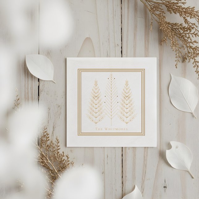 Elegante Moderne Kunst, Dichtung und Musik Servietten Mit Folie (Elegant Modern Evergreen Pine Tree Christmas Foil Napkins)