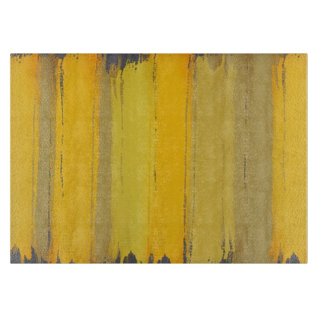 Elegante Moderne Kunst Gelbe Taupe Gray Luxus Klas Schneidebrett (Vorderseite)
