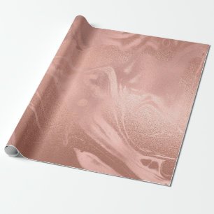 Elegante moderne Kupfergold-Rose mit rosa Marmor Geschenkpapier