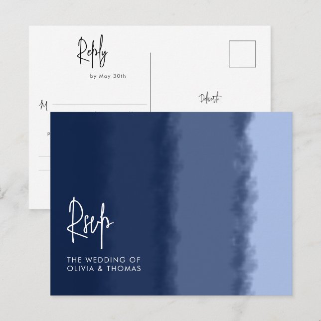 Elegante moderne Küstenwaves Hochzeitessen-UAWG Einladungspostkarte (Vorne/Hinten)