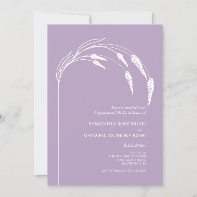 Elegante, moderne Lavenderbindungspartei Einladung (Vorderseite)