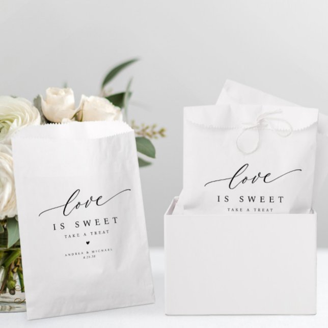 Elegante Moderne Liebe ist süße Hochzeitsdesserts  Geschenktütchen (Elegant Wedding Favor Bags - Love is Sweet - Modern & Simple)