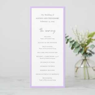 Elegante Moderne Lila Hochzeit Programm