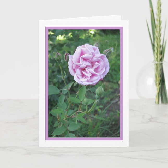 Elegante Moderne Lila Rose Blume Foto Beileid Karte (Vorderseite)