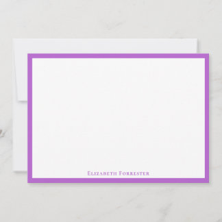 Elegante moderne Lilac Border Flat Note Card Mitteilungskarte