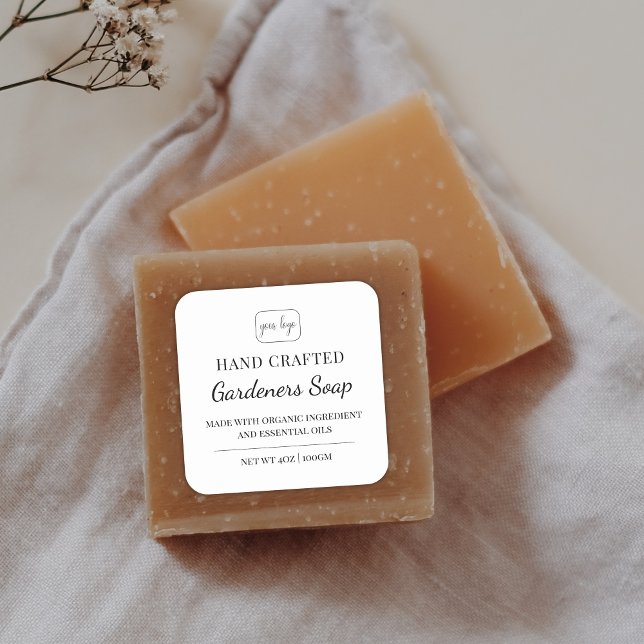 Elegante moderne Logo-Hand-Seifenlabel Quadratischer Aufkleber (Von Creator hochgeladen)