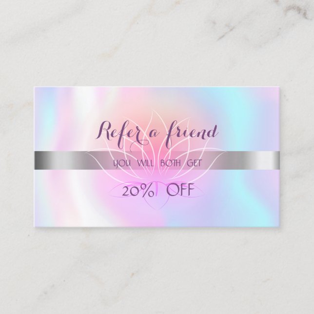 Elegante moderne Lotus,Holographic Referral Card (Vorderseite)