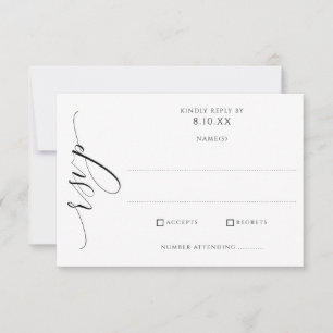 Elegante moderne, luxuriöse Script-Hochzeit RSVP Karte