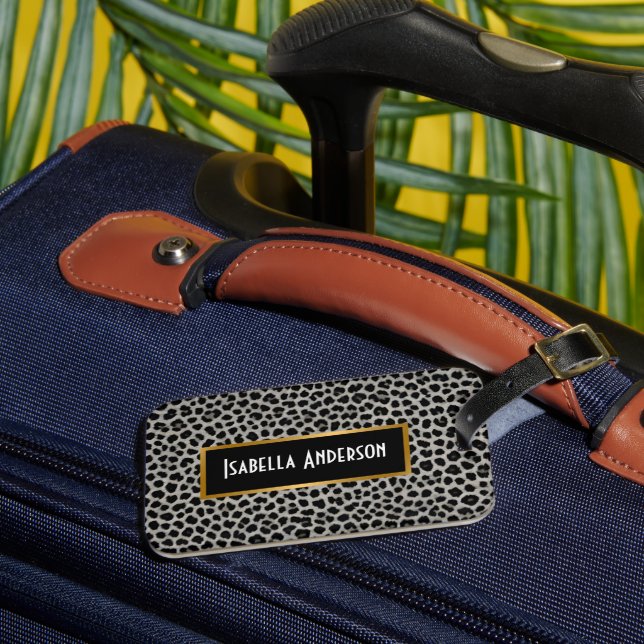 Elegante, moderne Luxus-Kollektion Weißer Leopard Gepäckanhänger (Vorderseite Insitu 3)