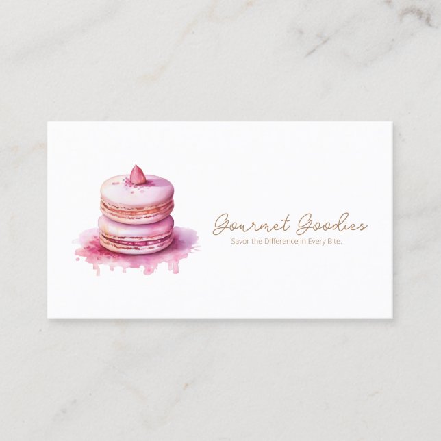 Elegante moderne Macaron Bäckerei Business Card Visitenkarte (Vorderseite)