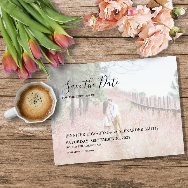 Elegante moderne Magnetkarte mit Foto Save the Dat Magnet (Elegant modern photo Save the Date magnetic card Magnet.)