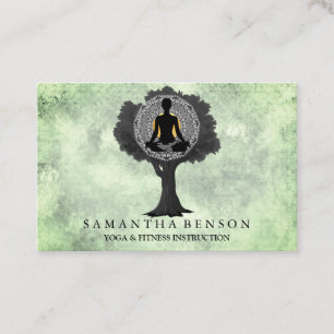 Elegante moderne Mandala-Yoga-Position-Baum-Logo-K Visitenkarte