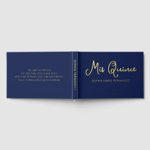 Elegante moderne Marine Gold Quinceñera Gästebuch
