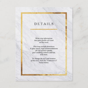 Elegante, moderne Marmor-Gold-Hochzeitsplakatkarte Begleitkarte