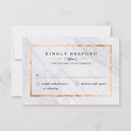 Elegante moderne Marmor- und Rose-Gold-RSVP-Karten RSVP Karte
