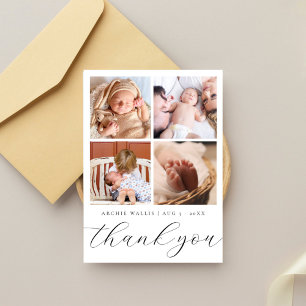 Elegante moderne Mehrbild-Baby-Shower-Kollage Dankeskarte